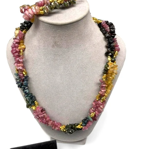 STAUER Semi-Precious Multi-Stone, 3 Piece Set - Necklace, Bracelet & Earrings - Picture 2 of 8